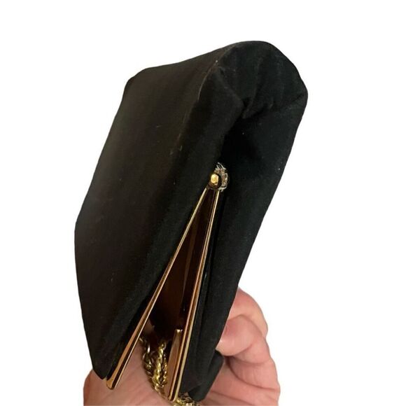 HL USA formal evening event black tie clutch hold chain black bow - Picture 2 of 15